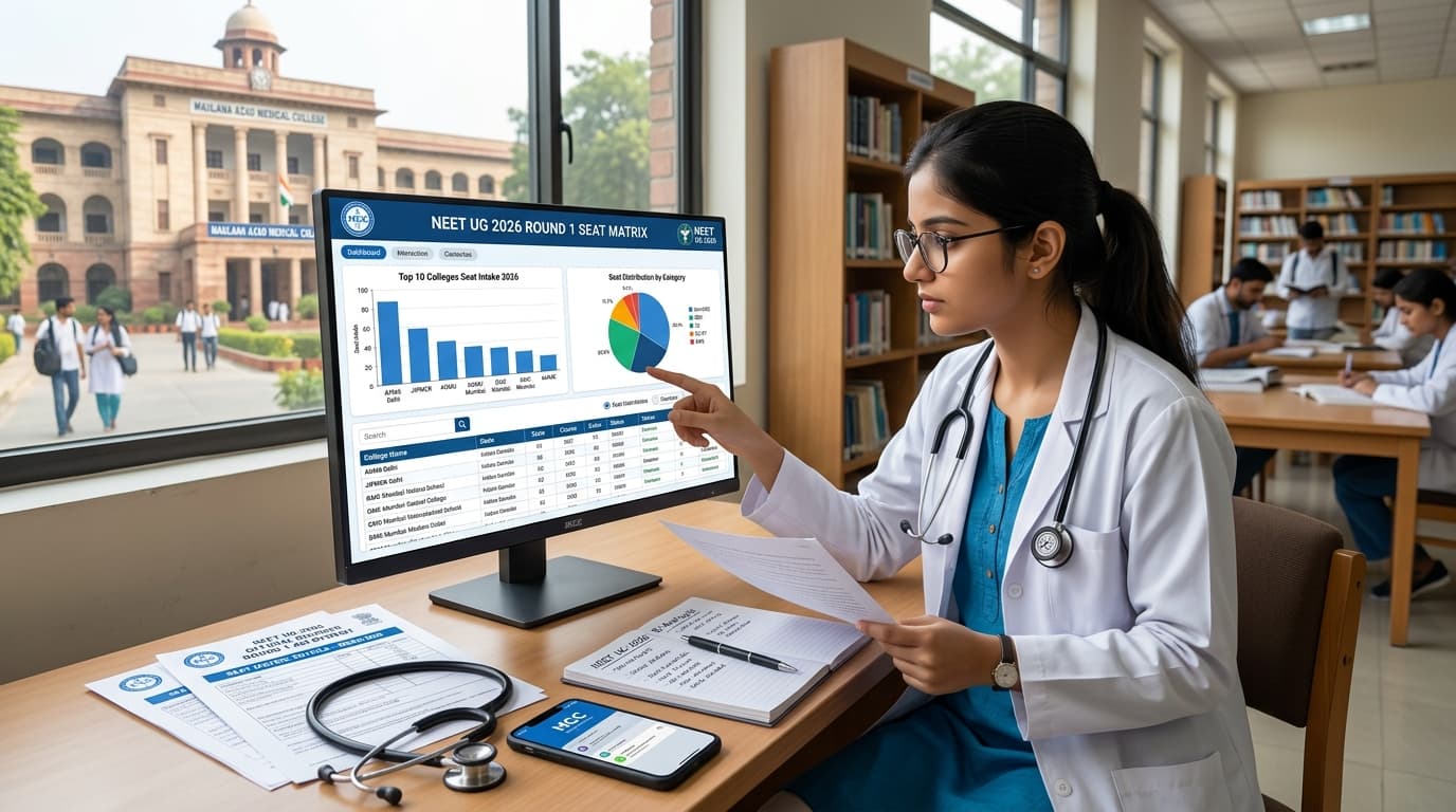 Medical Student Analyzing NEET UG 2026 Round 1 Seat Matrix